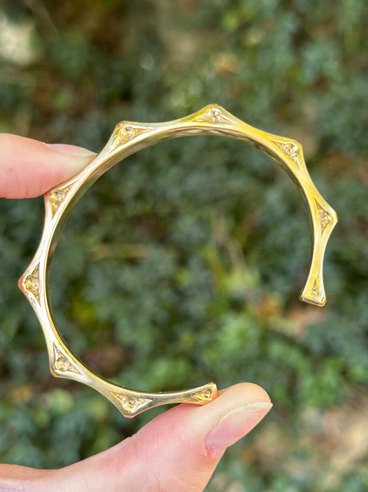 Vintage 18k Yellow Gold Solid Spike Cuff