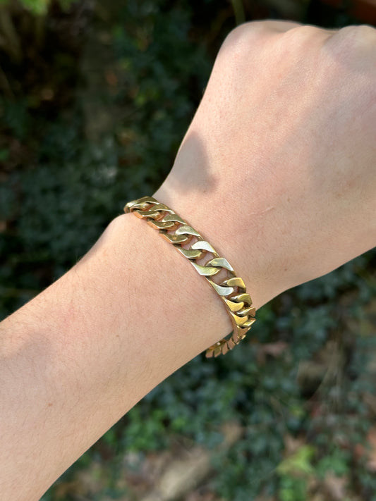 Vintage Solid 14k Yellow Gold Curb Bracelet