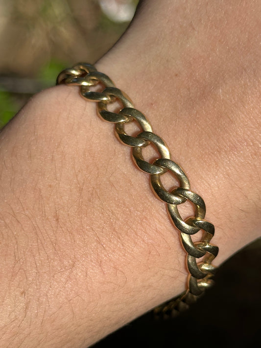 Vintage 14k Yellow Gold Wide Curb Link Bracelet