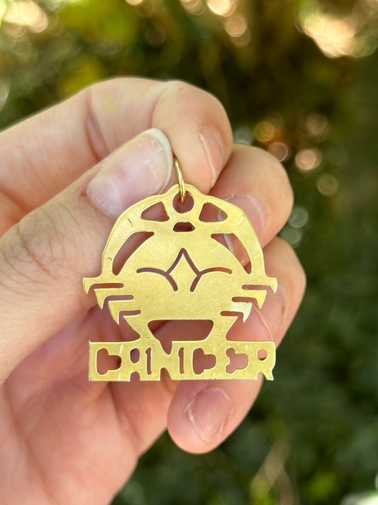 Vintage Zodiac Cancer Crab 14k Gold Pierced Pendant