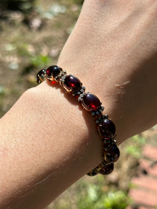 Vintage 18k Garnet and Diamond Bracelet