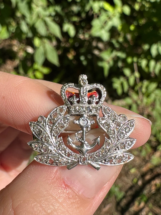 1958 White Gold Regimental Royal Navy brooch