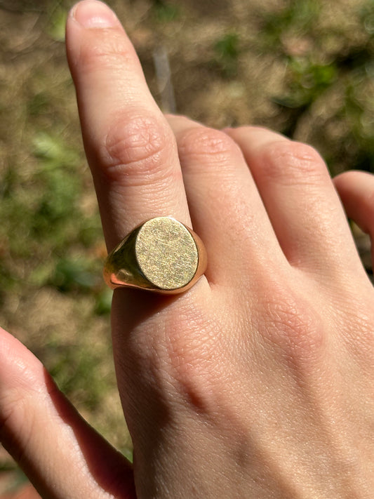 Solid Vintage 14k Yellow Gold Large Blank Signet