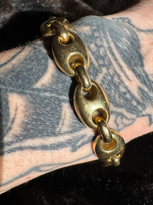 Solid Vintage 18k Gold Anchor Link Bracelet