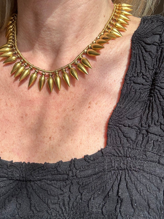 Victorian 18k Gold Spike Collar Necklace