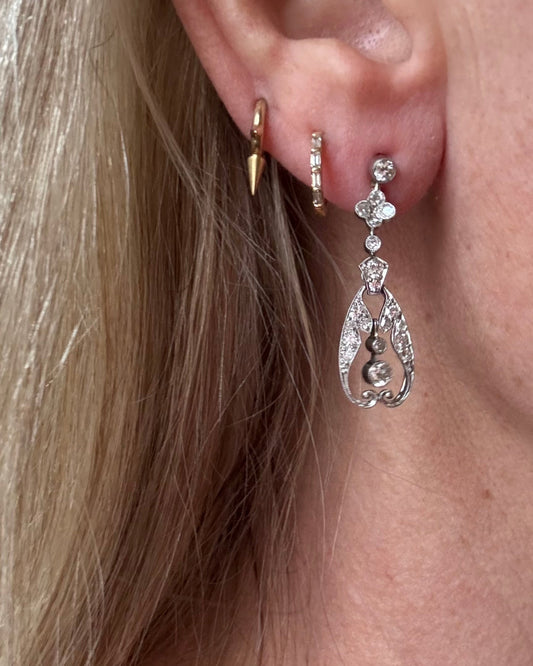 Antique 18k Old Cut Diamond Drop Earrings