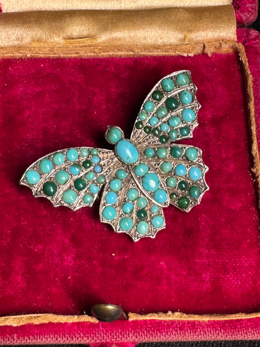 Victorian Mixed Turquoise Butterfly Brooch