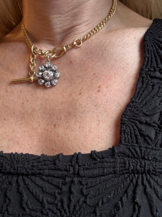 Antique 18ct Gold UK Curb Watch Chain with T-Bar