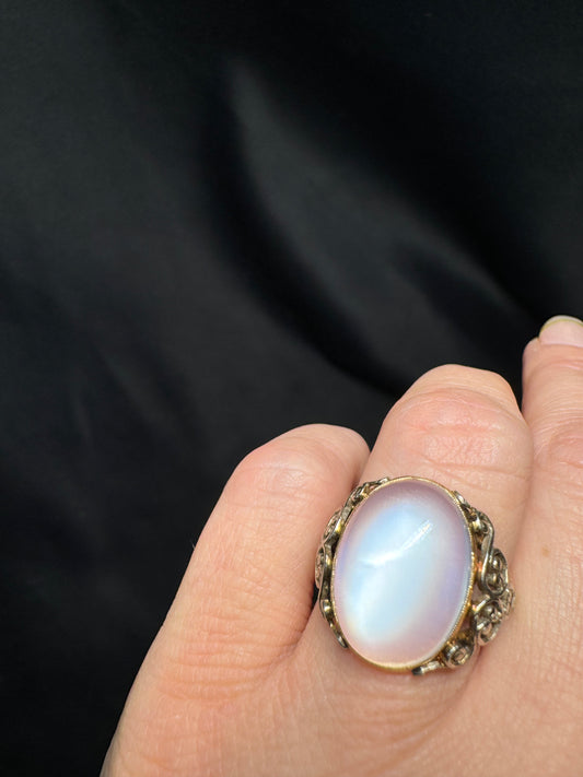 Arts and Crafts Moonstone Cabochon Ring