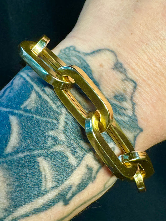 Vintage 18k Chunky Biker Link Bracelet