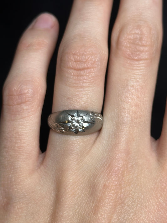 Vintage Platinum and Star-Set Diamond Ring