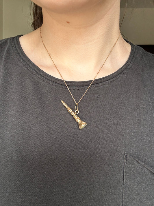 Antique Gold Rock Crystal Watch Key Fob Charm