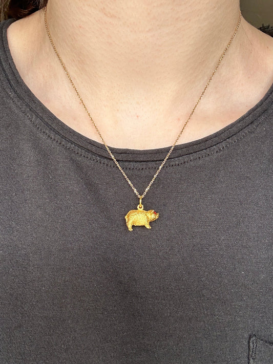 Vintage 24k Lucky Chinese Pig Charm