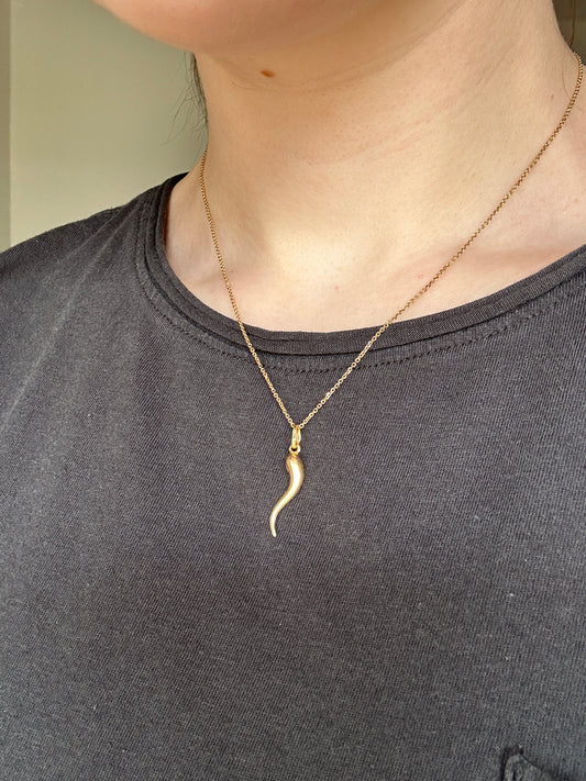 Vintage 14k Yellow Gold Small Cornicello Charm