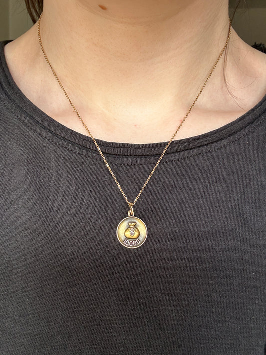 Vintage Money Bag $10,000 10k Gold Charm