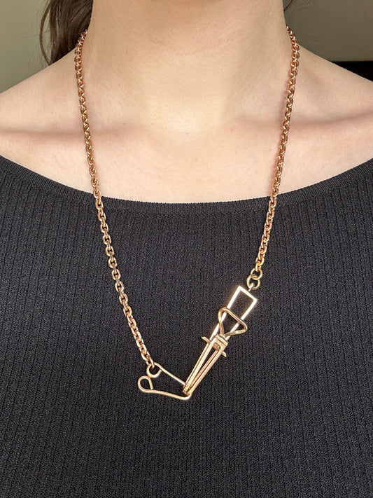 Vintage 18k Gold Rosy Biker Chain with Clip