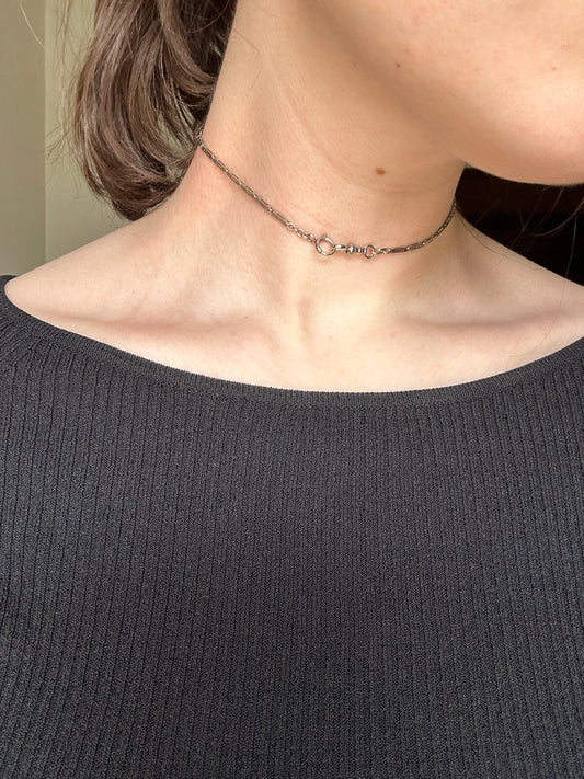 Art Deco 14k White Gold Watch Chain