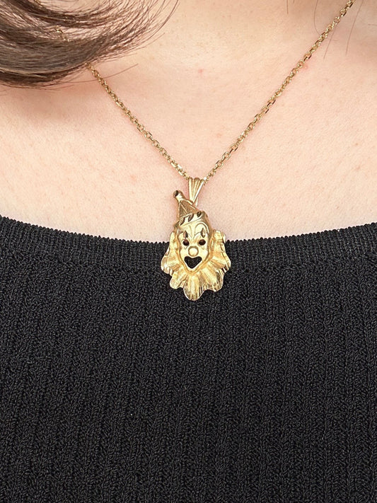 Vintage 14k Yellow Gold Harlequin Pendant