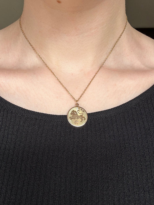 Vintage 14k Gold Leo Lion Zodiac Pendant