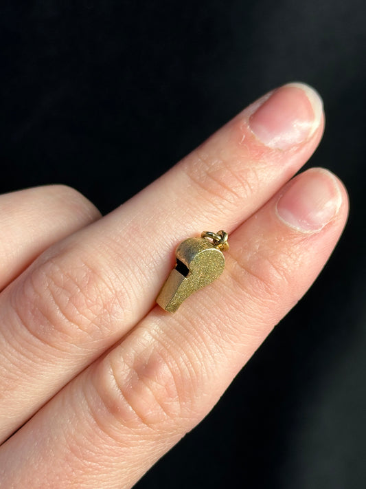 Mini Vintage 18k Yellow Gold Whistle Pendant