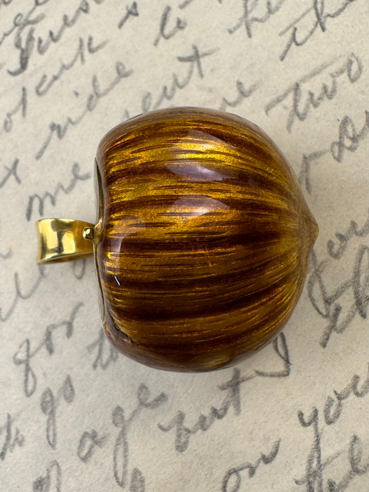 Antique 18k and Guilloché Enamel Haselnut Locket Pendant