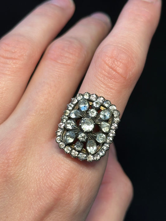 Georgian Portuguese Gold and Silver Minas Novas Rock Crystal Ring