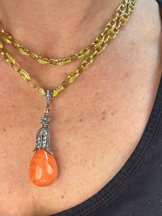 Vintage 18k Solid Textured Anchor Link Chain