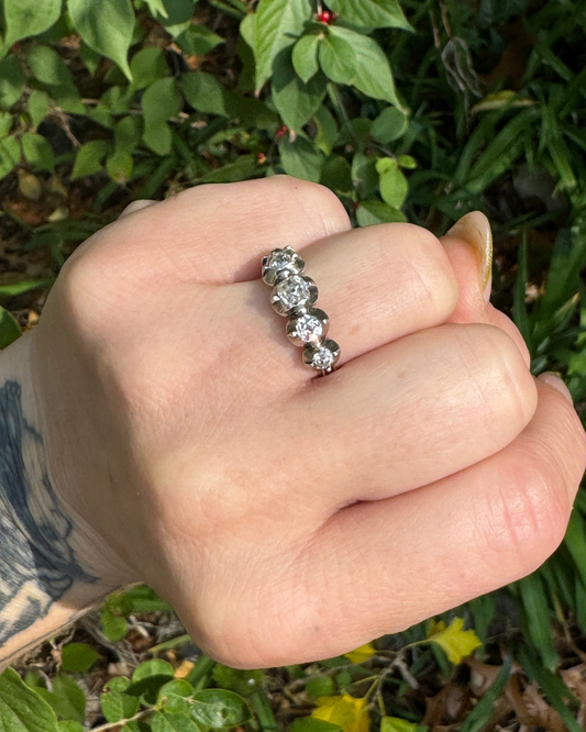 Early Victorian 5 Stone Old Mine Cut Diamond Ring