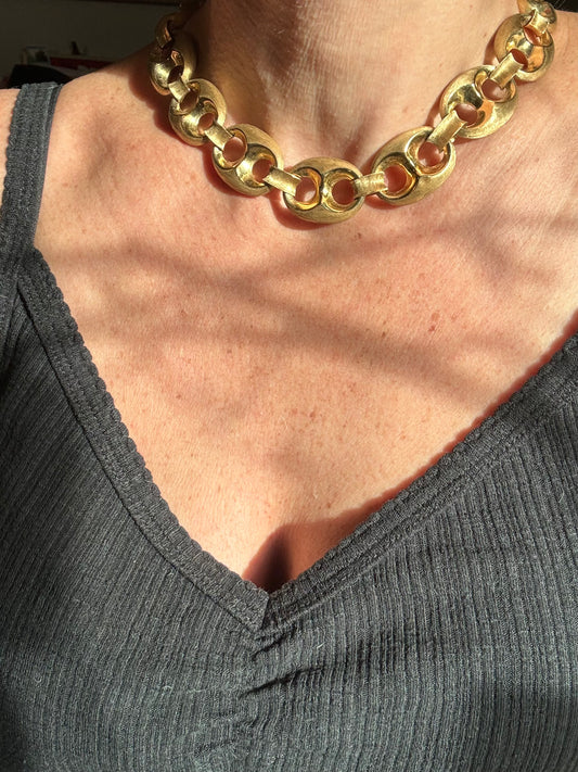 Vintage 18k Yellow Gold Anchor Link Collar Necklace