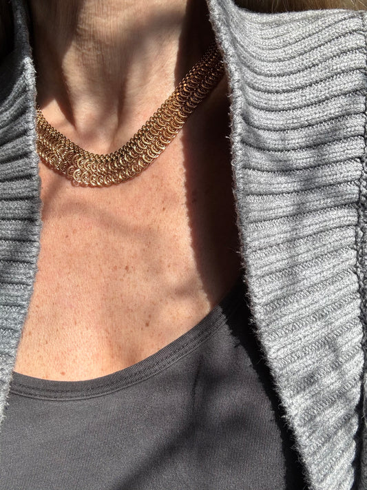 Antique French 18k Lace Chainmail Collar Necklace