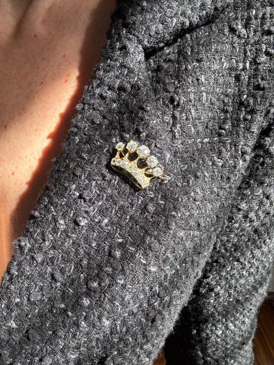 Victorian Old Mine Cut Diamond Original Boxed Crown Brooch