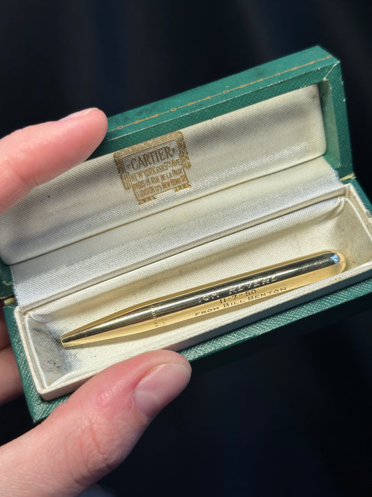 Cartier 1950s 14ct Yellow Gold Engraved Pencil