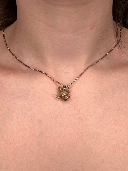 Antique 10k Yellow Gold Teapot Charm with Foiled Rock Crystal