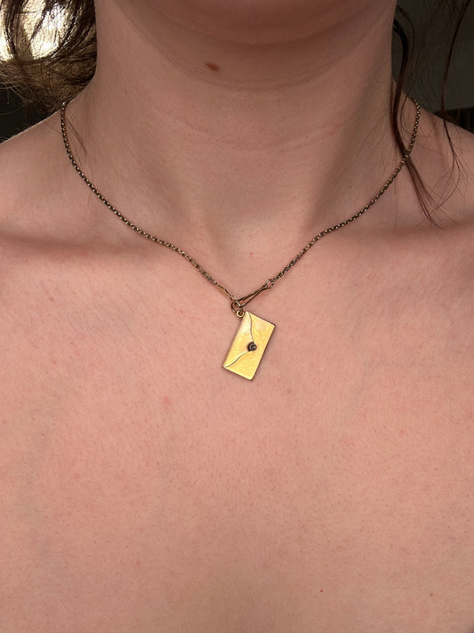 Antique 15ct Yellow Gold and Diamond Envelope Charm