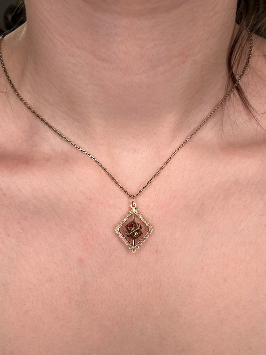 Vintage 9ct Paste Cabochon Spinner Pendant