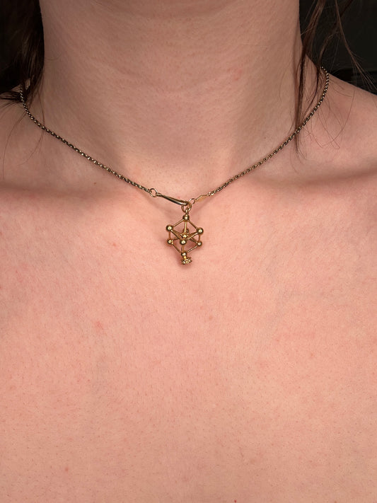 Mid Century 18k Yellow Gold Atomic Cube Charm