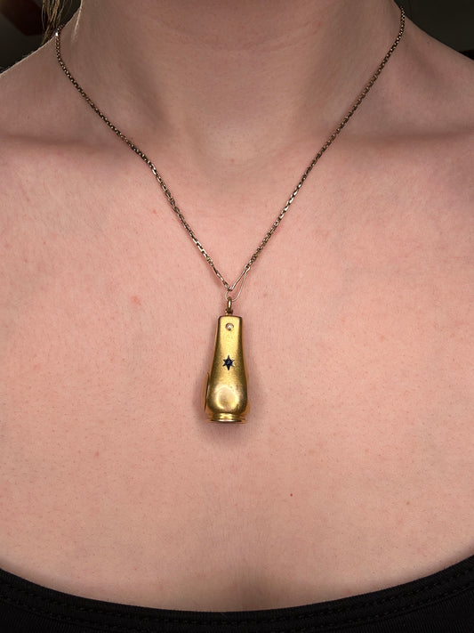 Antique 18k Yellow Gold Star Set Sapphire Cigar Cutter