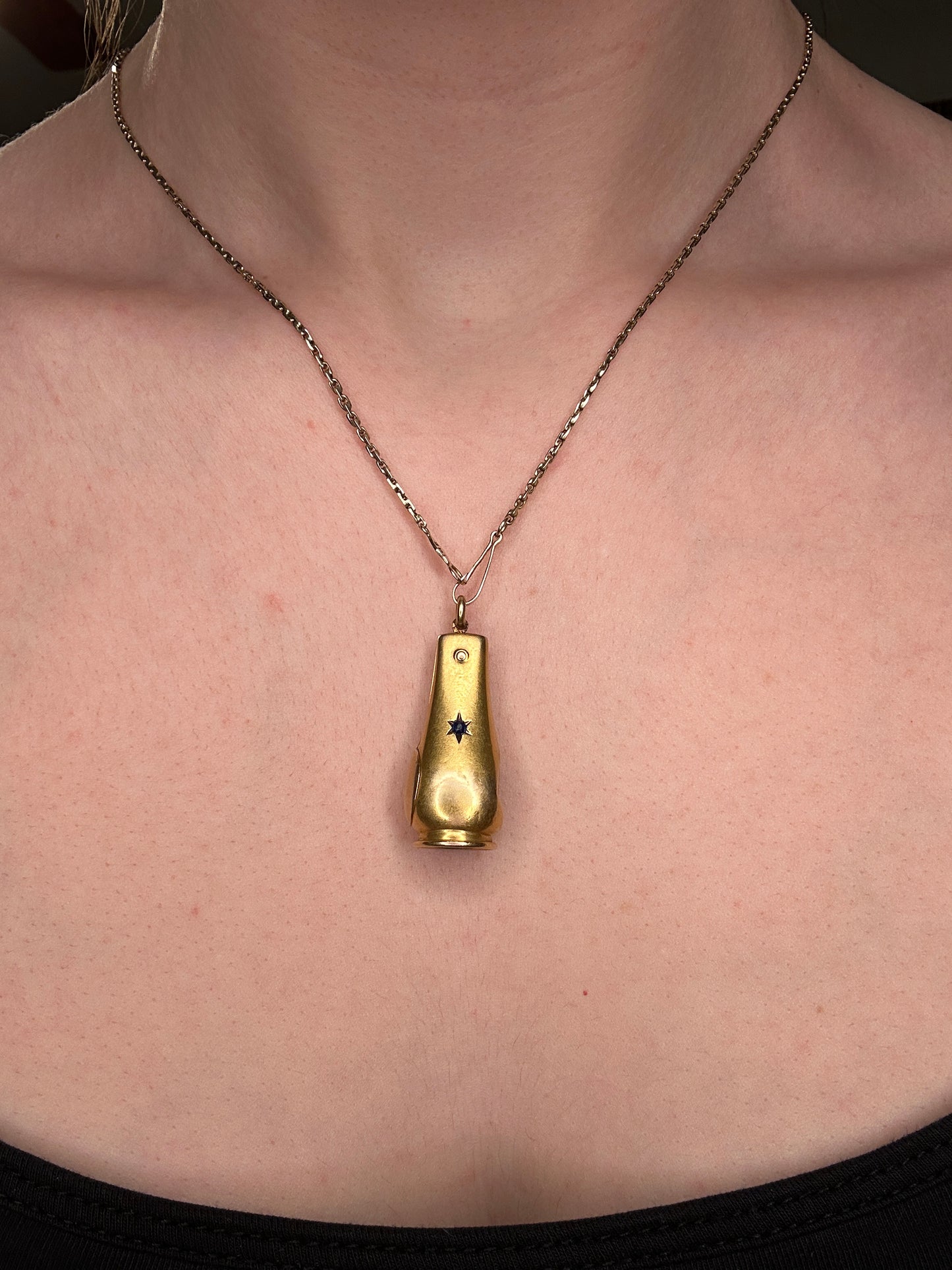 Antique 18k Yellow Gold Star Set Sapphire Cigar Cutter