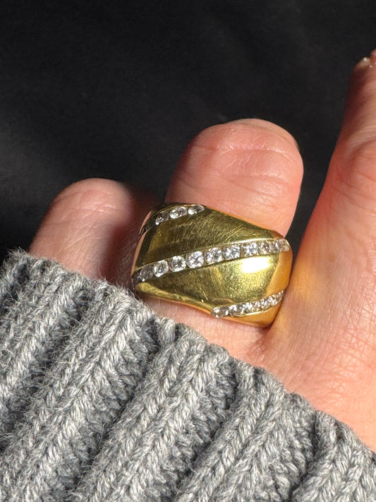 Estate 18k Channel Set Diagonal Diamond Cigar Band