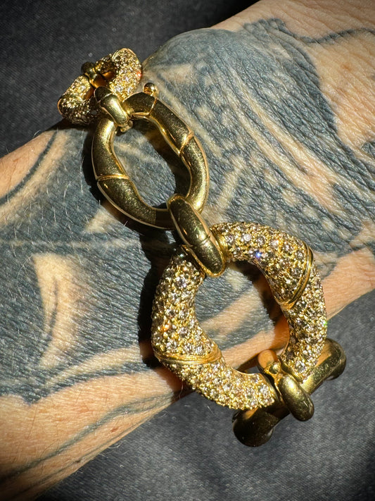Estate Gucci Bamboo Collection 18k Yellow Gold Diamond Bracelet