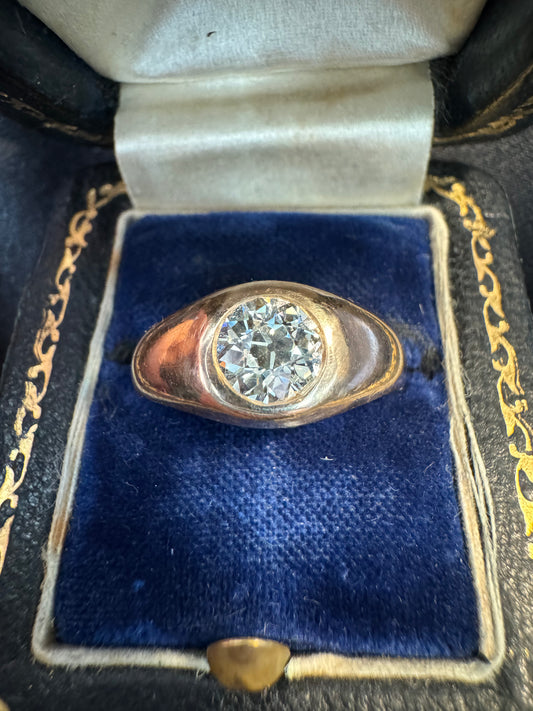 Antique Old European Cut Flush Set Diamond Ring