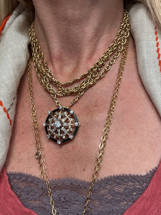 Victorian Diamond and Enamel Star Brooch Pendant