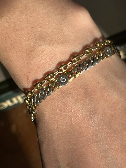 Vintage 14k Yellow Gold Puffy Anchor Link Bracelet