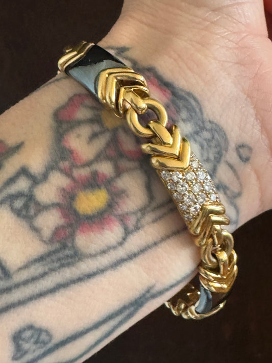 Vintage Bvlgari Trika Diamond and Hematite Bracelet