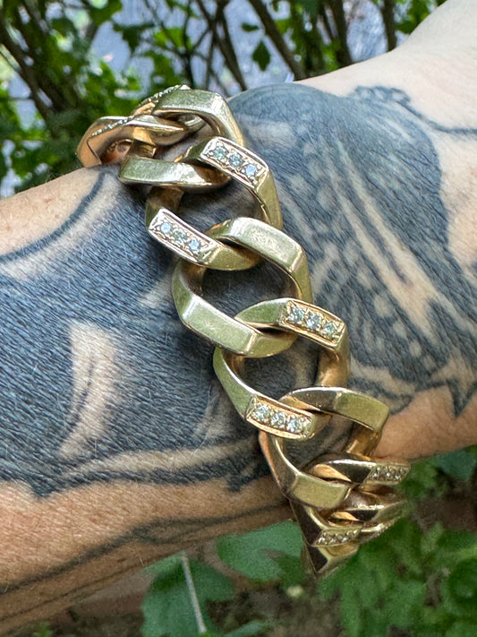 Vintage Alternating Diamond Curb Link Bracelet