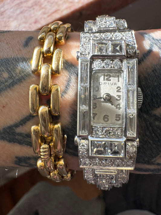 Art Deco Platinum and Diamond Driva Watch