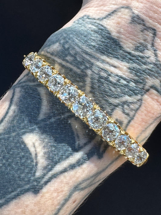 Antique Old Mine Cut Diamond 18k Bangle