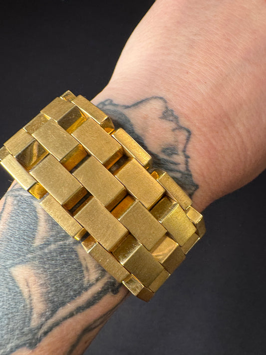 Vintage 18k Gold Articulated Gold Bar Brick Link Bracelet