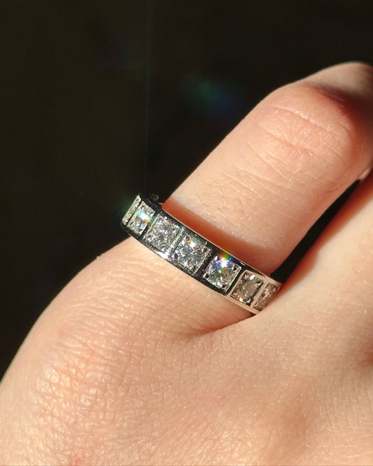 Cartier 1999 Designer 9 Diamond 18k White Gold Band