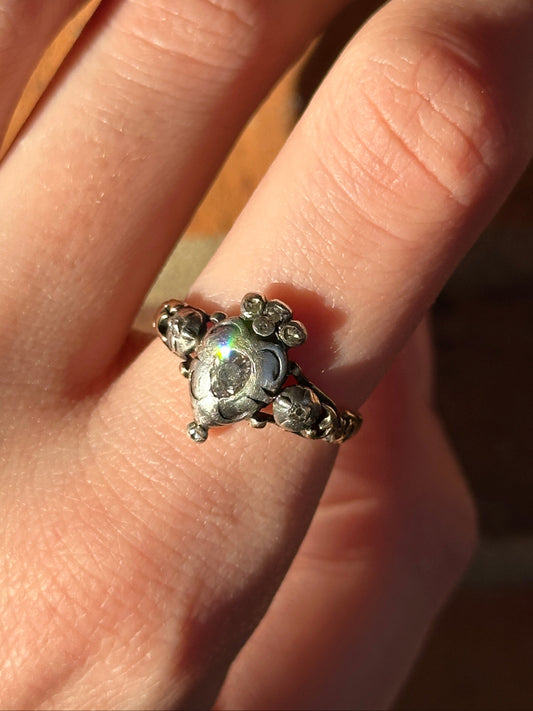 Georgian Style Diamond Crowned Heart Ring